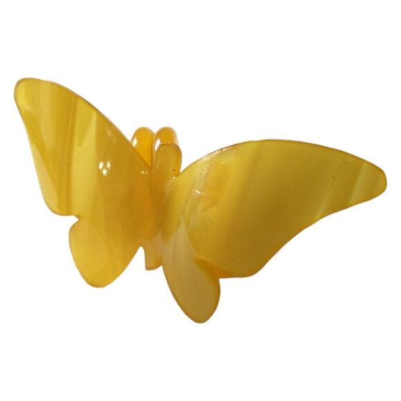 Vintage Butterfly Scarf Clip Holder Slide Lucite Marbled Yellow Mid Century Mod. - Picture 6 of 16